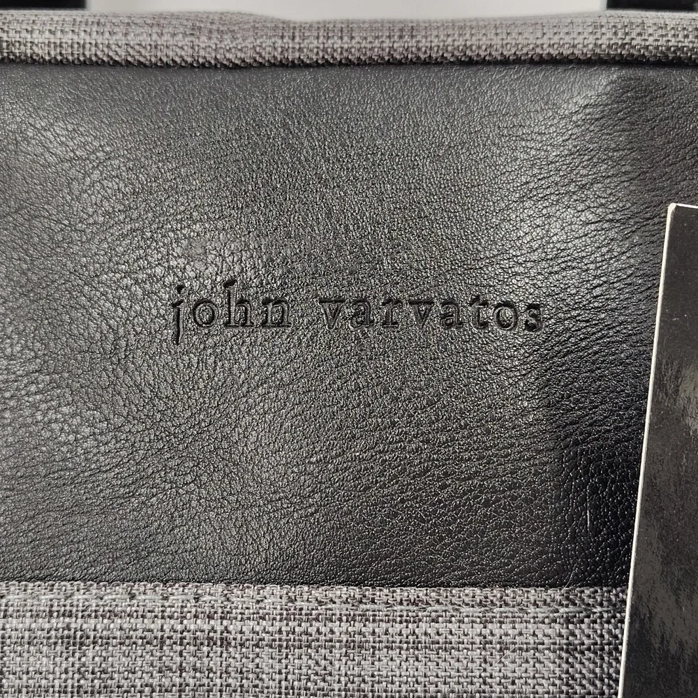 New John Varvatos Duffel Travel Weekend Bag Black Gray Zip Top Double Handles